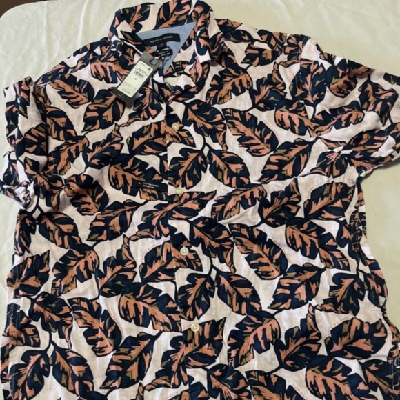 Tommy Hilfiger Linen Blend Hawaiian Shirt Size M - Picture 1 of 4